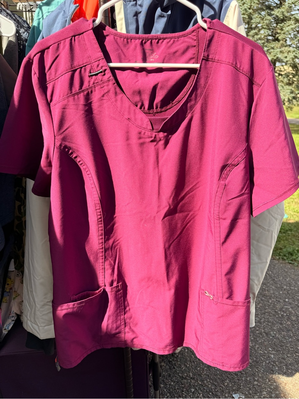 Cherokee Short-Sleeve V-Neck Top in Plum